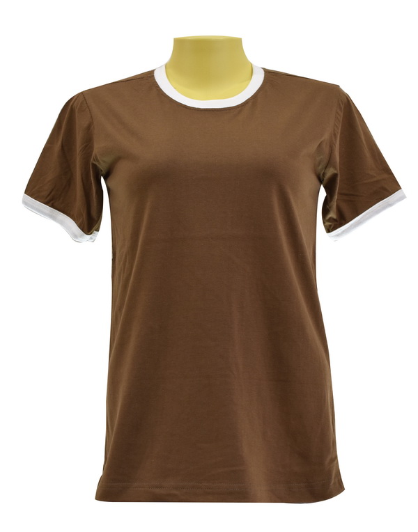 เสื้อยืดน้ำตาลกุ้นครีม