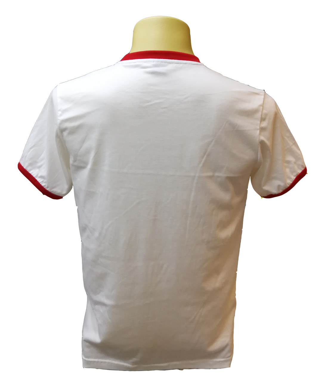 เสื้อยืดขาวกุ้นแดงหลัง