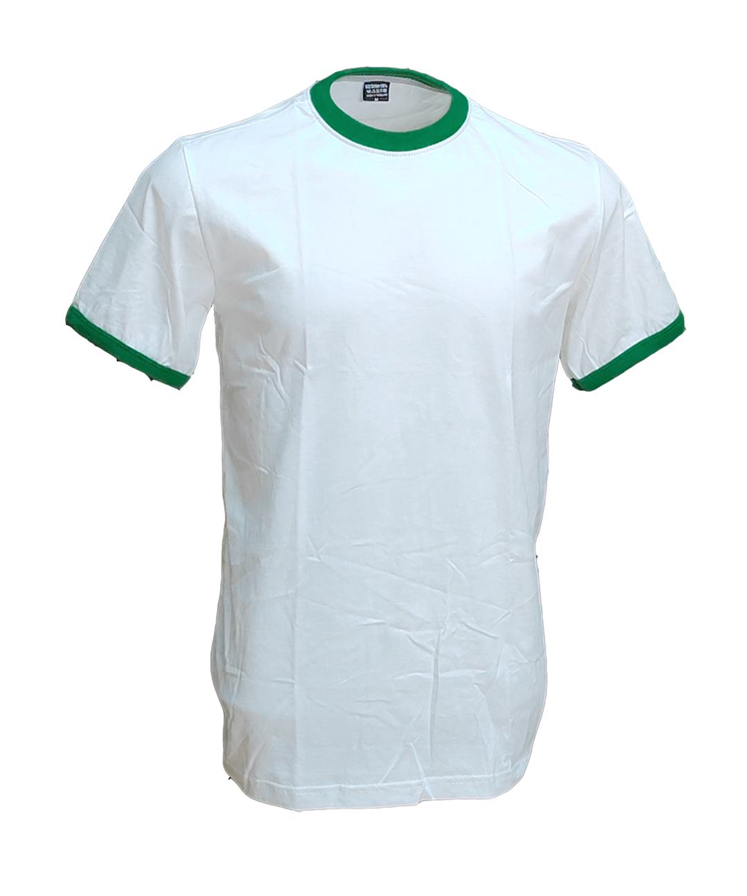 เสื้อยืดคอกลมสีขาวกุ้นเขียว C20105