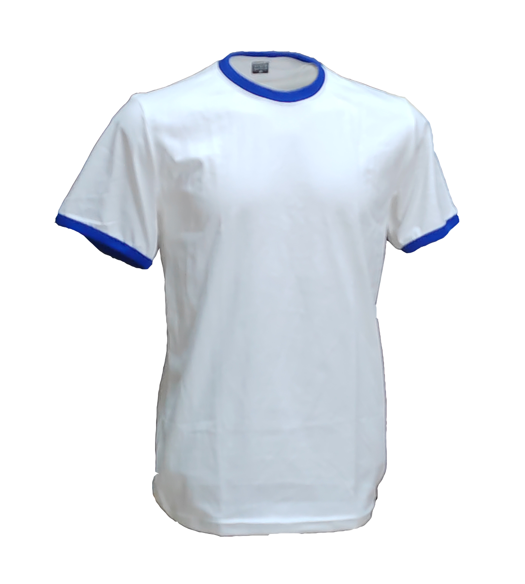 เสื้อยืดคอกลมสีขาวกุ้นน้ำเงิน C20109