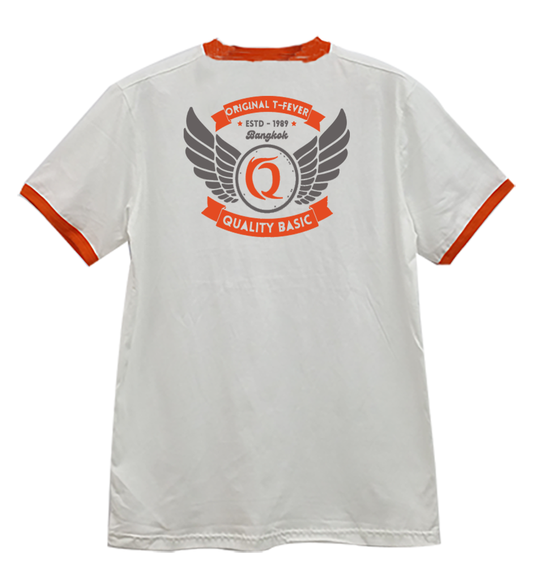 เสื้อยืดสีขาวกุ้นส้ม C20110