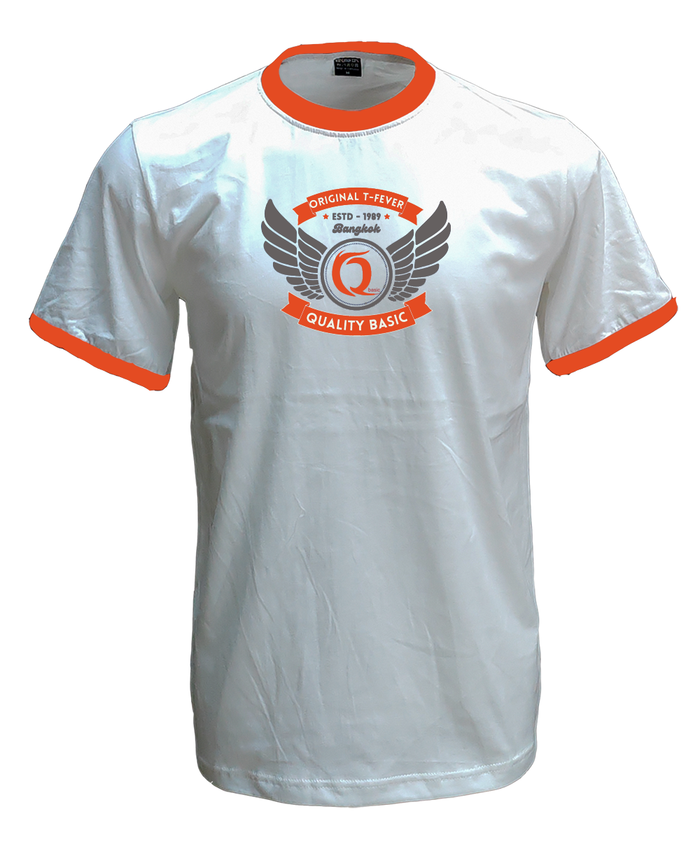 เสื้อยืดสีขาวกุ้นส้ม C20110