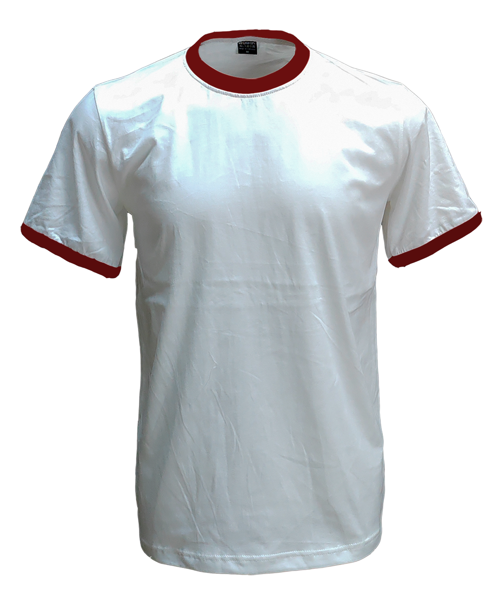 เสื้อยืดสีขาวกุ้นเลือดหมู C20117