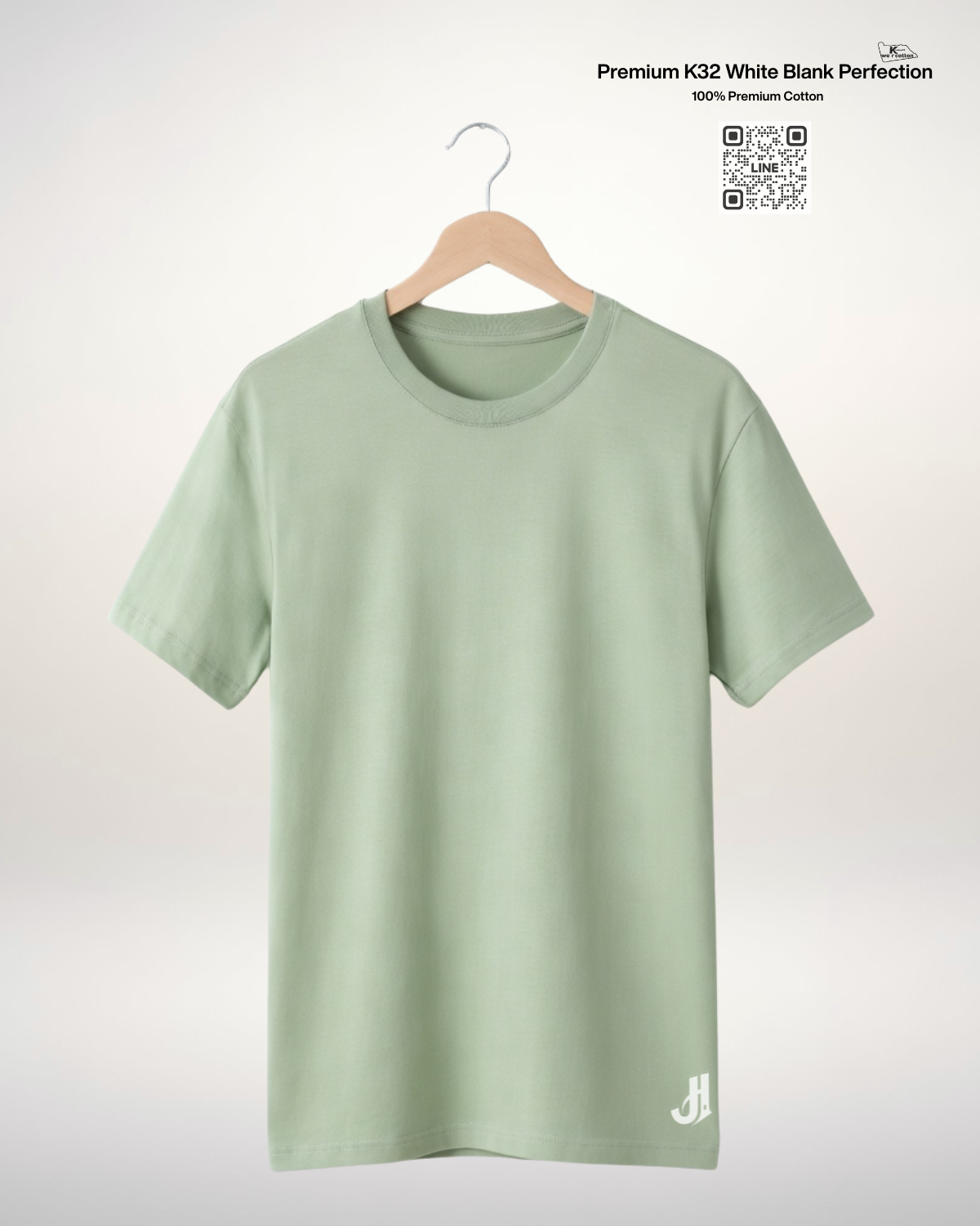 เสื้อคอกลมสีเขียวพาสเทล