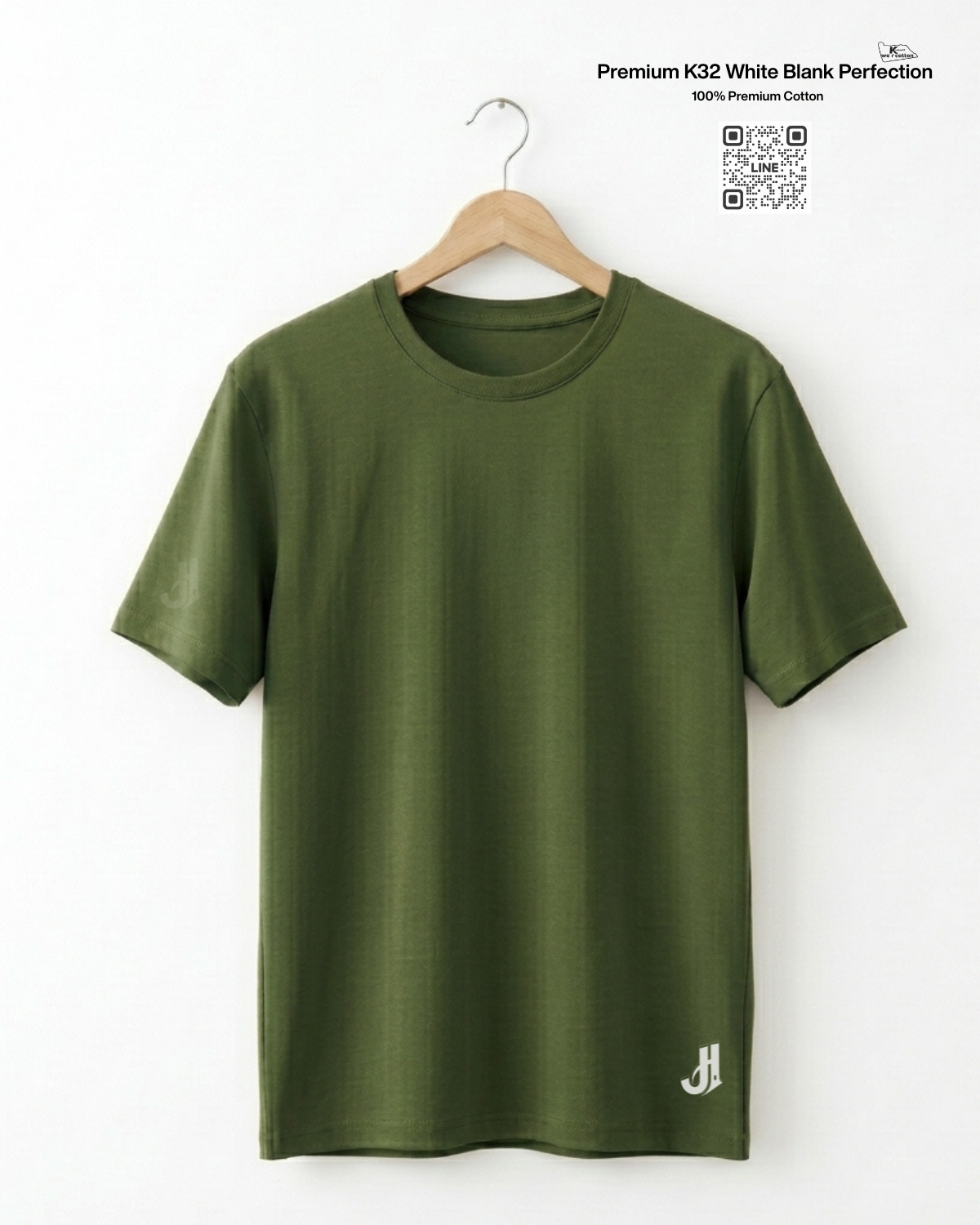เสื้อยืดคอกลมสีเขียวทหาร