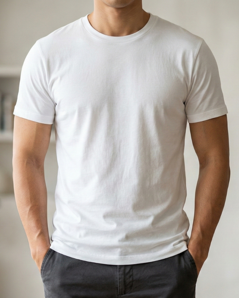 เสื้อยืดคอกลมสีขาว Cotton พรีเมียม เนื้อผ้าหนานุ่มทรงสวยไม่บาง