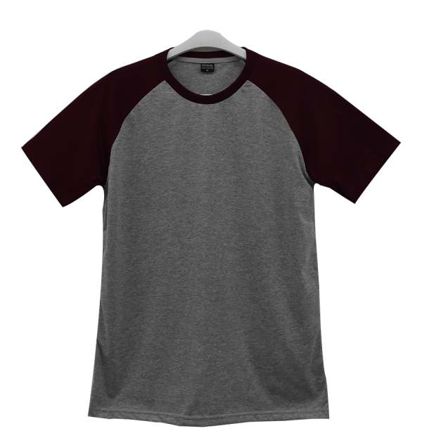 เสื้อไหล่สโลปเทาแขนเลือดหมู