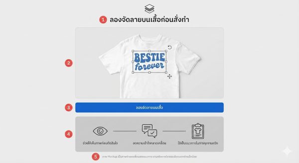 เครื่องมือทดลองจัดลายเสื้อ เห็นตำแหน่งลายบนเสื้อก่อนสั่งผลิต