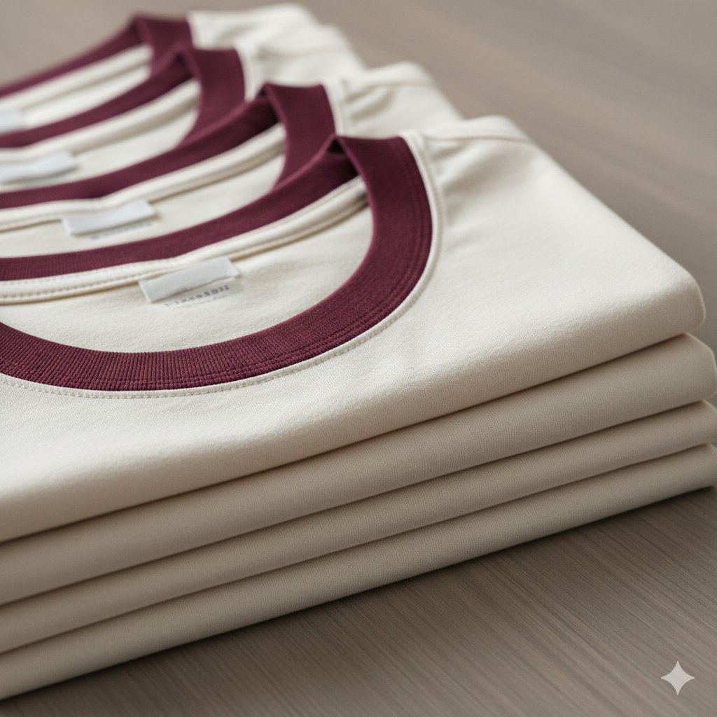 เนื้อผ้า K32 Cotton 100% เฟิร์ม ไม่ย้วย เสื้อกุ๊นคอแขนเกรดพรีเมียม