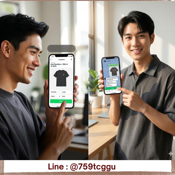 ส่งรายละเอียดทาง LINE รายละเอียดสั่งผลิตเสื้อสกรีน ทาง LINE