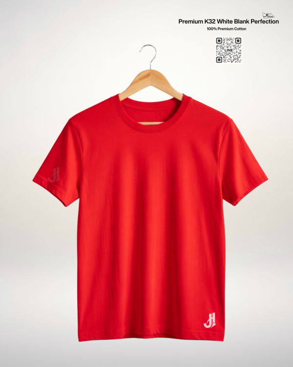 เสื้อคอกลมสีแดงสด