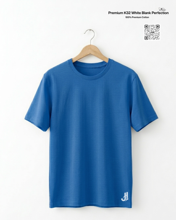 เสื้อยืดคอกลมสีเทาอากาศ Premium K32 100% Cotton | รับผลิตเสื้อยืดเปล่า