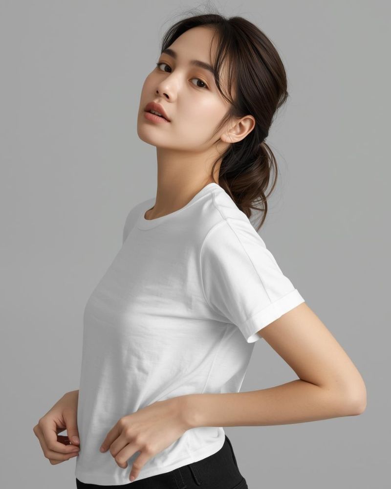 เสื้อยืดสีขาวคอกลม-ทรงสวย-Unisex