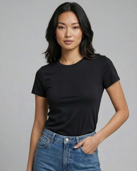 เสื้อ คอตตอน สี ดำ ทรง Unisex ใส่ได้ทั้งชายและหญิง