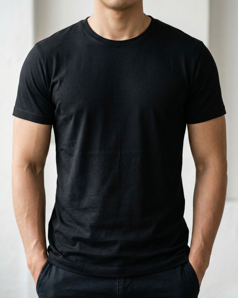 แบบ เสื้อ ยืด คอกลม สี ดำ ยอดนิยมอันดับ 1