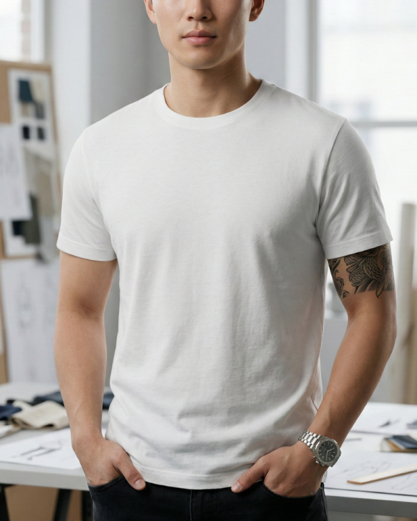 รับผลิตเสื้อยืดสีขาวคอกลม สำหรับสกรีนลาย สร้างแบรนด์เสื้อผ้าตัวเอง