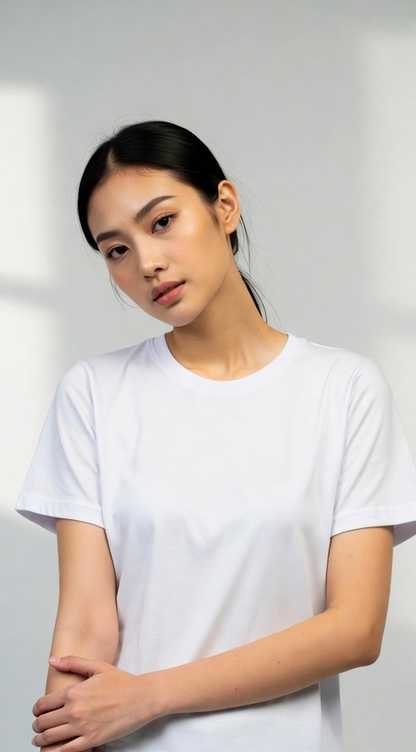 เสื้อ ยืด สี ขาว คอตตอน 100% ไม่บาง แสดงเนื้อผ้าชัดเจน