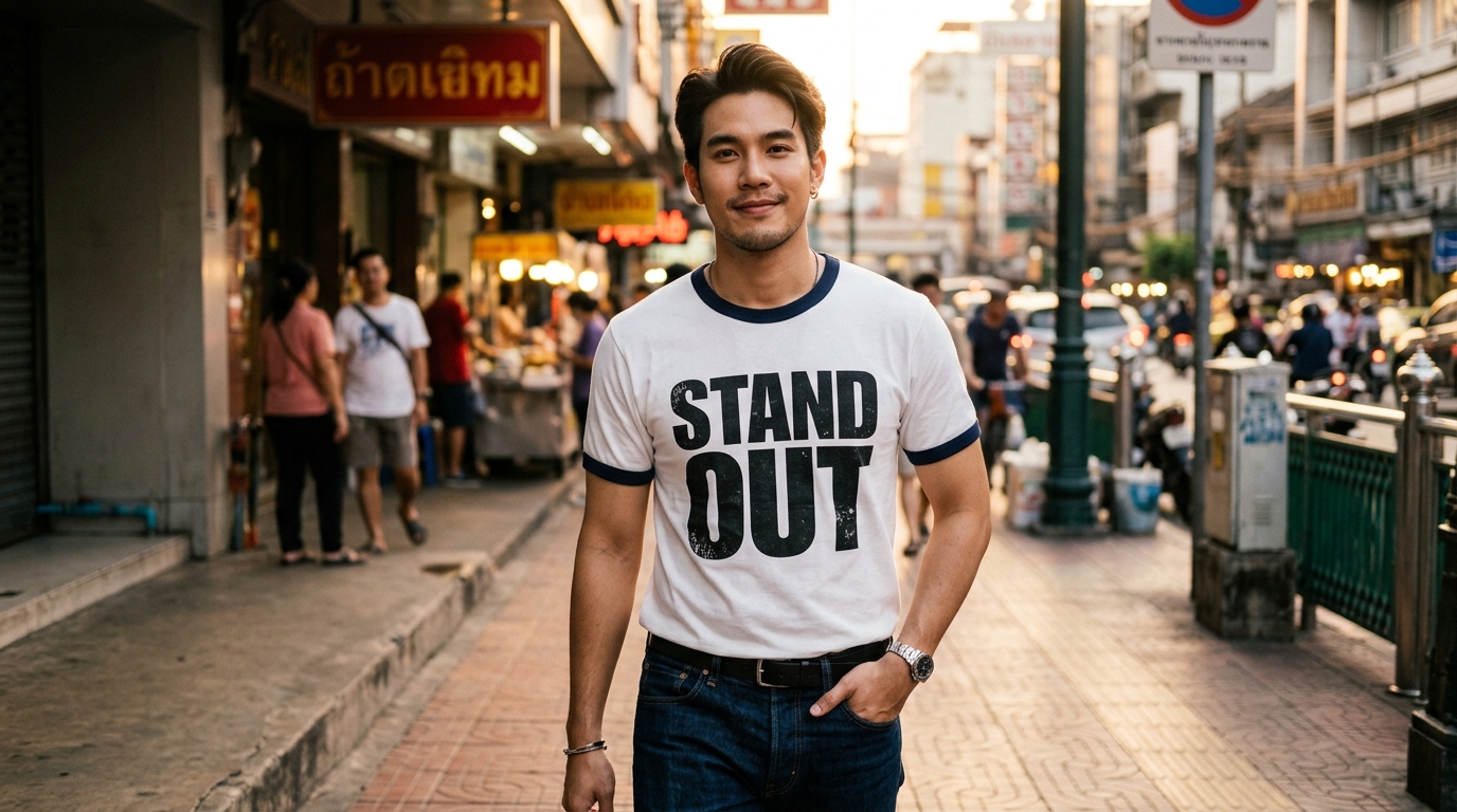ก่อนและหลังการสกรีนเสื้อกุ้น Cotton 30s แนวทาง Narrative Mini Scene ภาพเล่าเรื่อง K32
