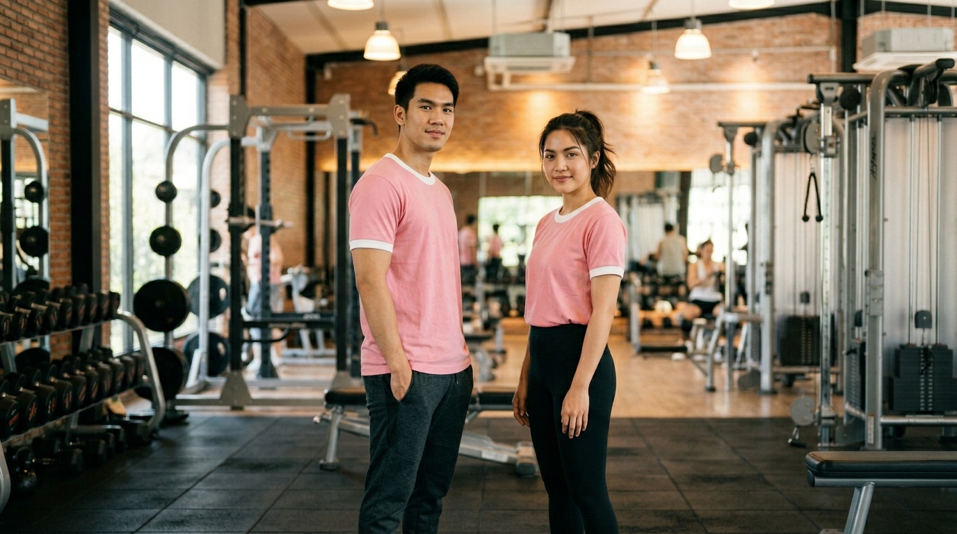 เสื้อกุ้นในเอเชียตะวันออกเฉียงใต้ ตัวแบบไทยใส่เสื้อกุ้น Street Style เมืองกรุงเทพ ผ้า Cotton 32s K32