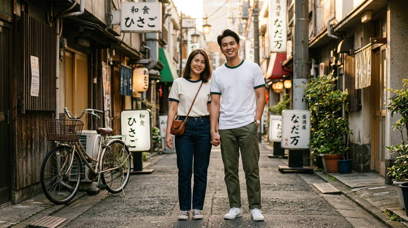 Streetwear ญี่ปุ่นเกาหลีกับเสื้อกุ้น ตัวแบบในโตเกียวและโซลใส่เสื้อกุ้นคอกุ้นแขน ผ้า Cotton 32s K32