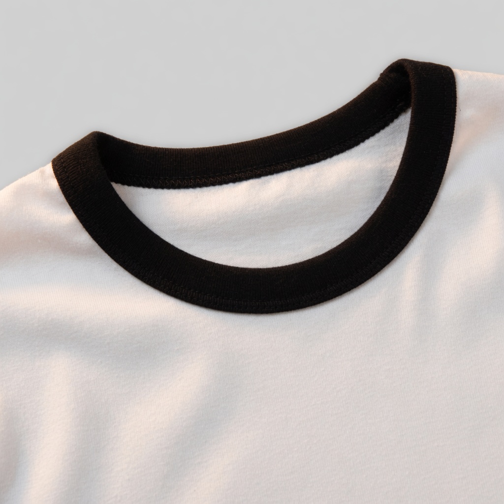 สเปกเสื้อกุ้นคอกระชับหนาแน่นพิเศษ สีขาวกุ้นสีดำของ K32 ShirtGallery