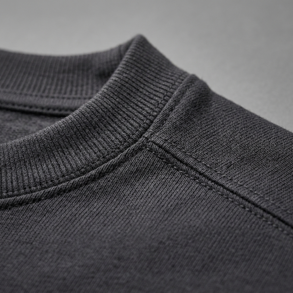 เนื้อผ้า Combed Cotton 30s เสื้อยืดสีเทาดิน C1004 รายละเอียดคอและไหล่
