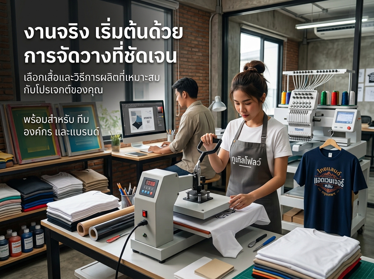 รับทำเสื้อยืดพร้อมสกรีนและปักสำหรับทีม องค์กร และแบรนด์กับ JI